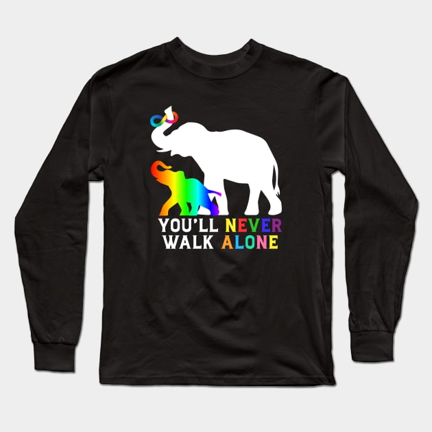 Elephant Autism Acceptance Long Sleeve T-Shirt by mia_me